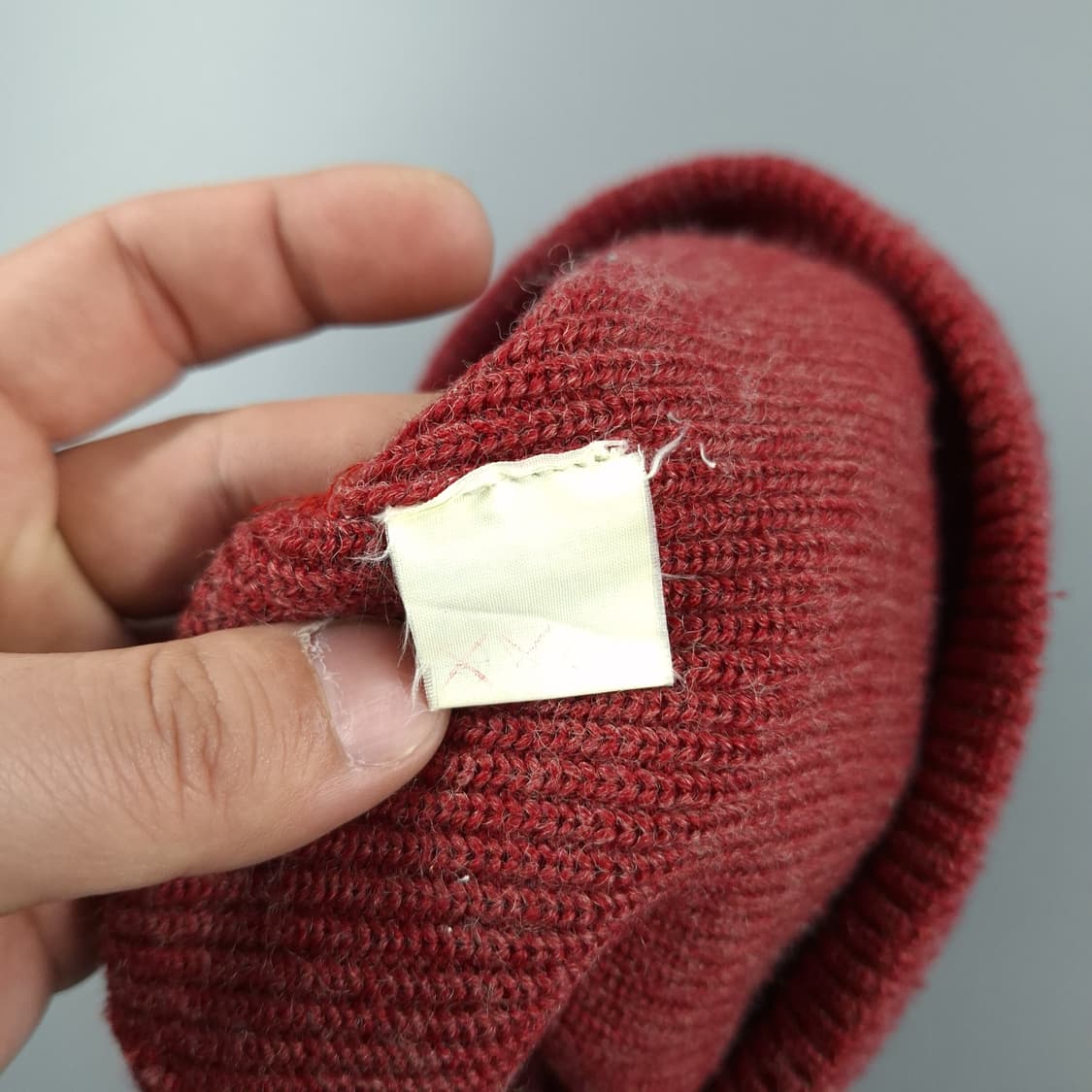 빈티지 피그먼트 레드 심플 울100 숏비니 비니 FREE 상품이미지8