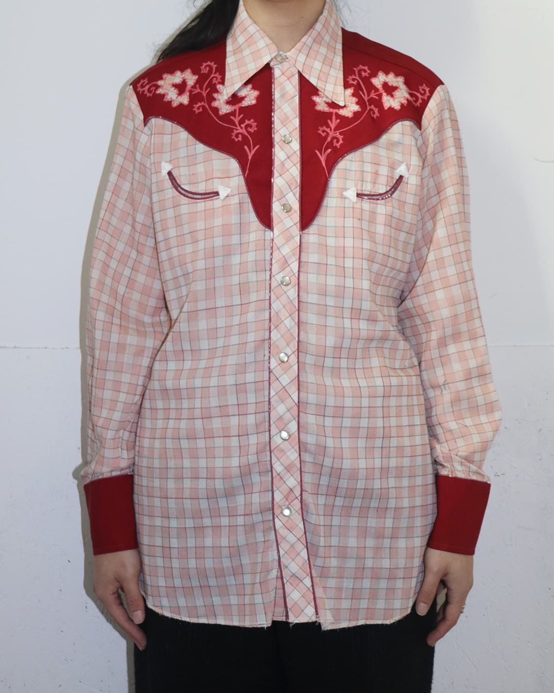 아메리칸 빈티지 엠브로이더리 체크 웨스턴 셔츠 상품이미지1