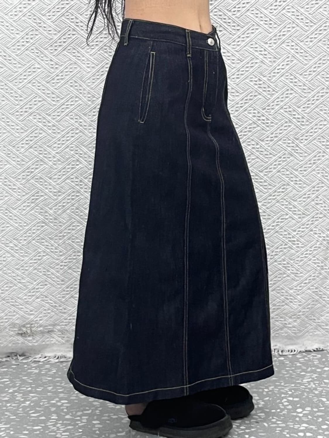 미쏘 빈티지 캐주얼 스티치 데님 롱스커트 28인치 C10403 상품이미지1