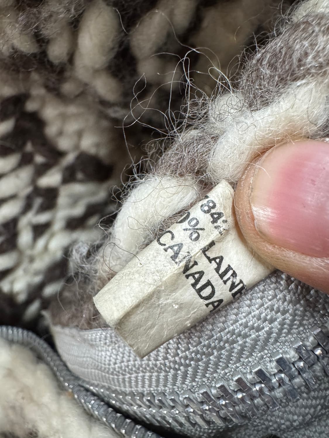 90's 핸드메이드 캐나다 코위찬 패턴 양모 니트집업 L 상품이미지8