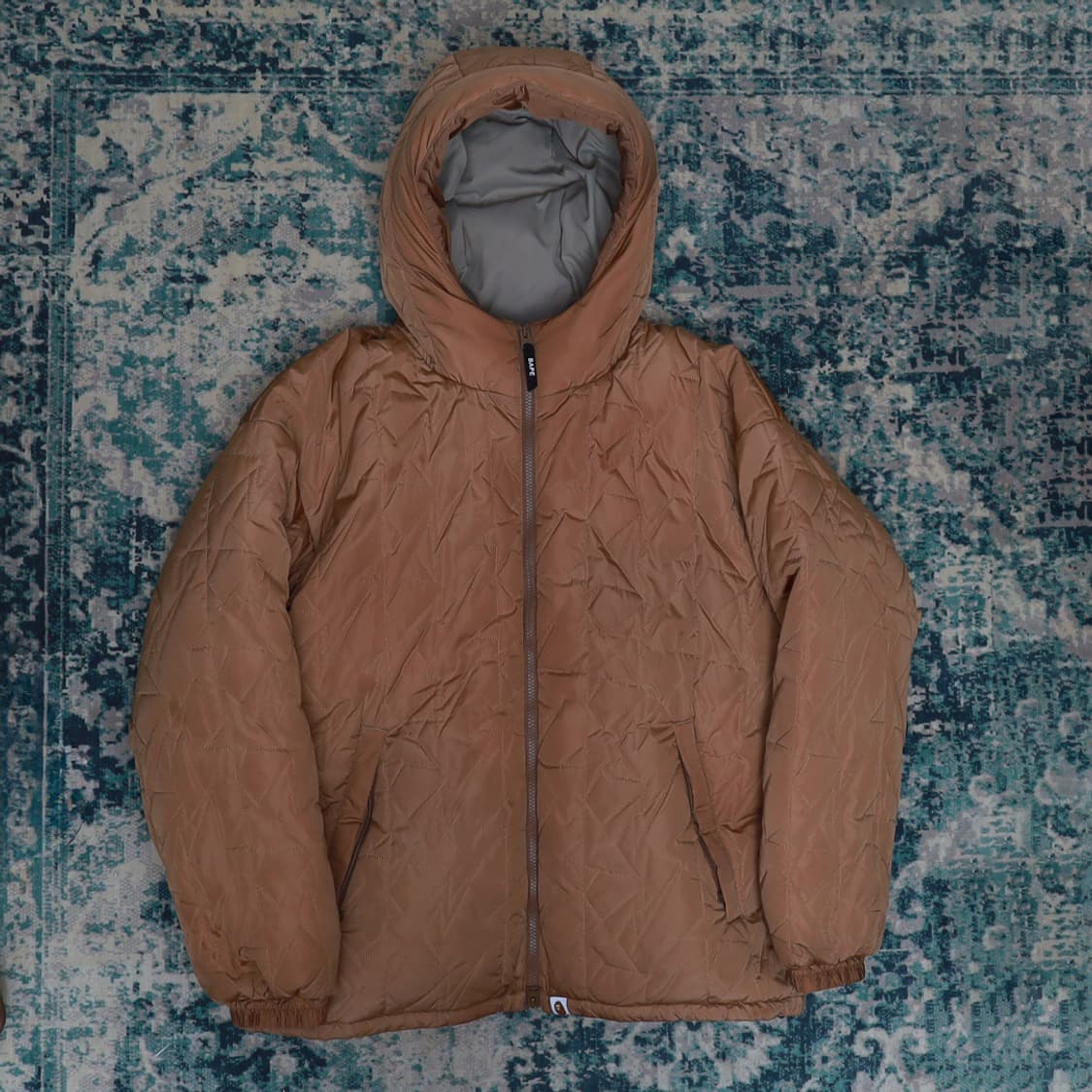 Bape 베이프 23FW 베이프스타 퀄팅 다운 후드 자켓 브라운 XL 상품이미지1