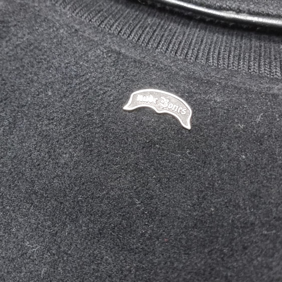 누드본즈 블랙 레더 배색 스타디움 자켓(95) 상품이미지6