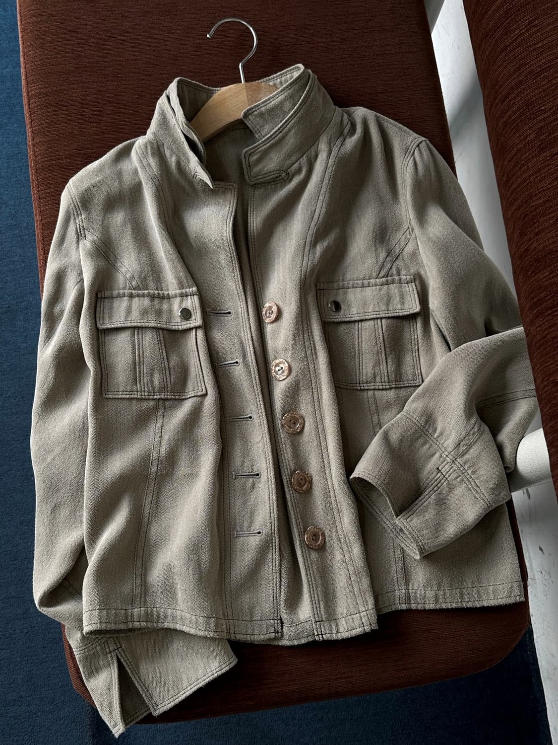 Double collar herringbone pattern short  상품이미지1