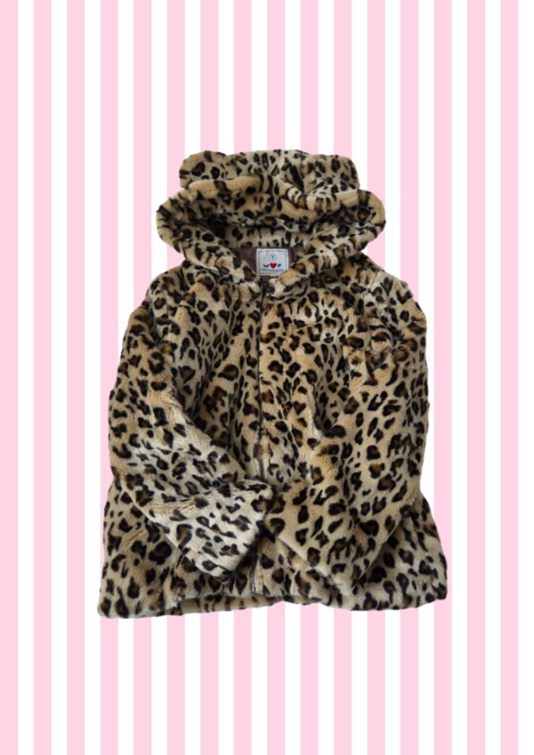 W♡C 갸루 쿠마미미 곰돌이귀 호피 레오파드 후드집업 상품이미지1