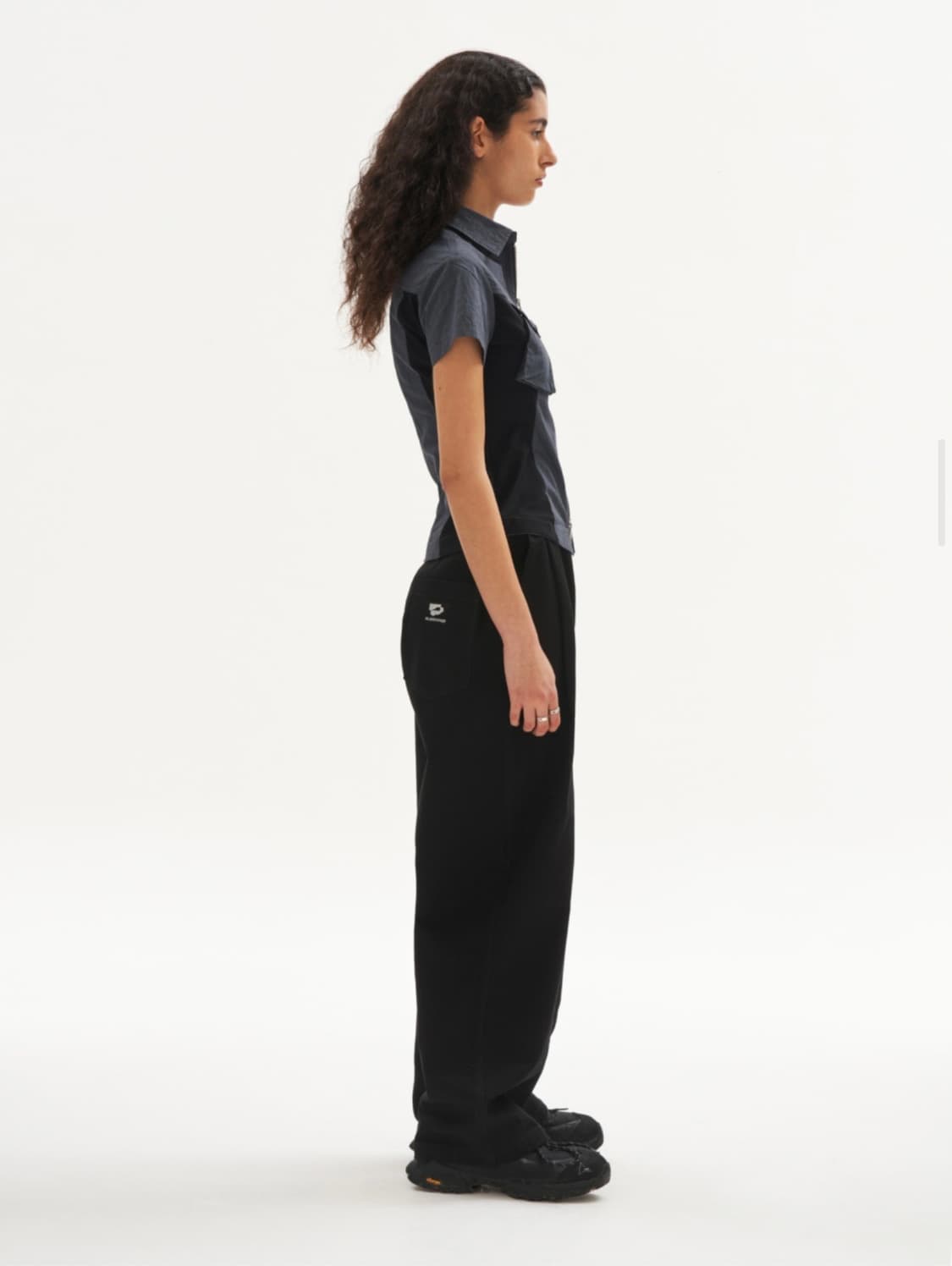 웰빙익스프레스 Panelled Zip Up Shirt Navy 상품이미지3