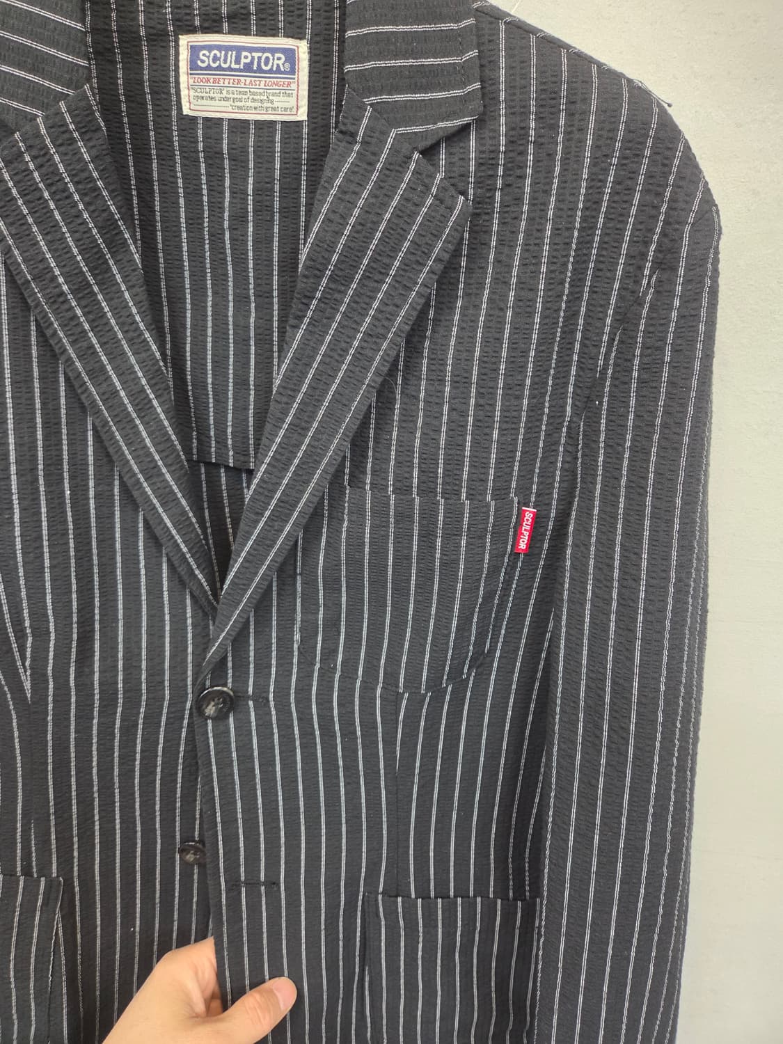 스컬프터 스트라이프 시어서커 투버튼 블레이져 자켓 프리  상품이미지4