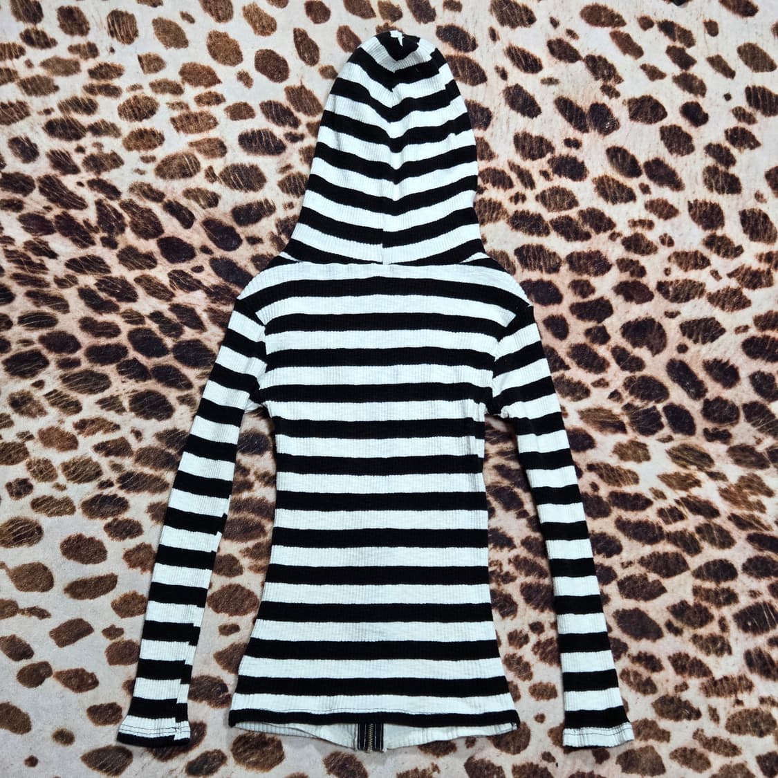 골지 스트라이프 레이어드 니트 후드집업 상품이미지5