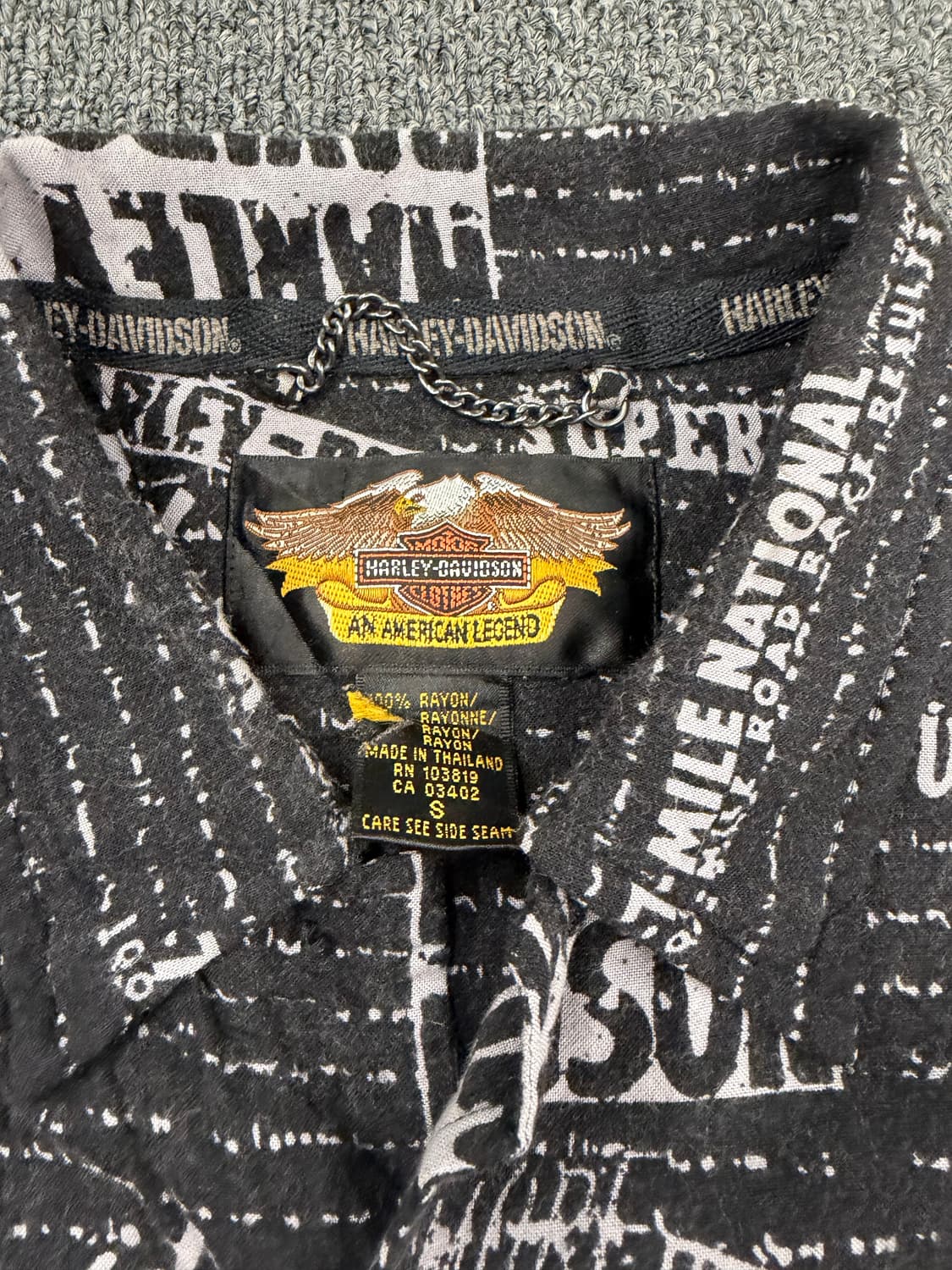 S) 할리데이비슨 빈티지 레터링 패턴 반팔 셔츠 상품이미지2