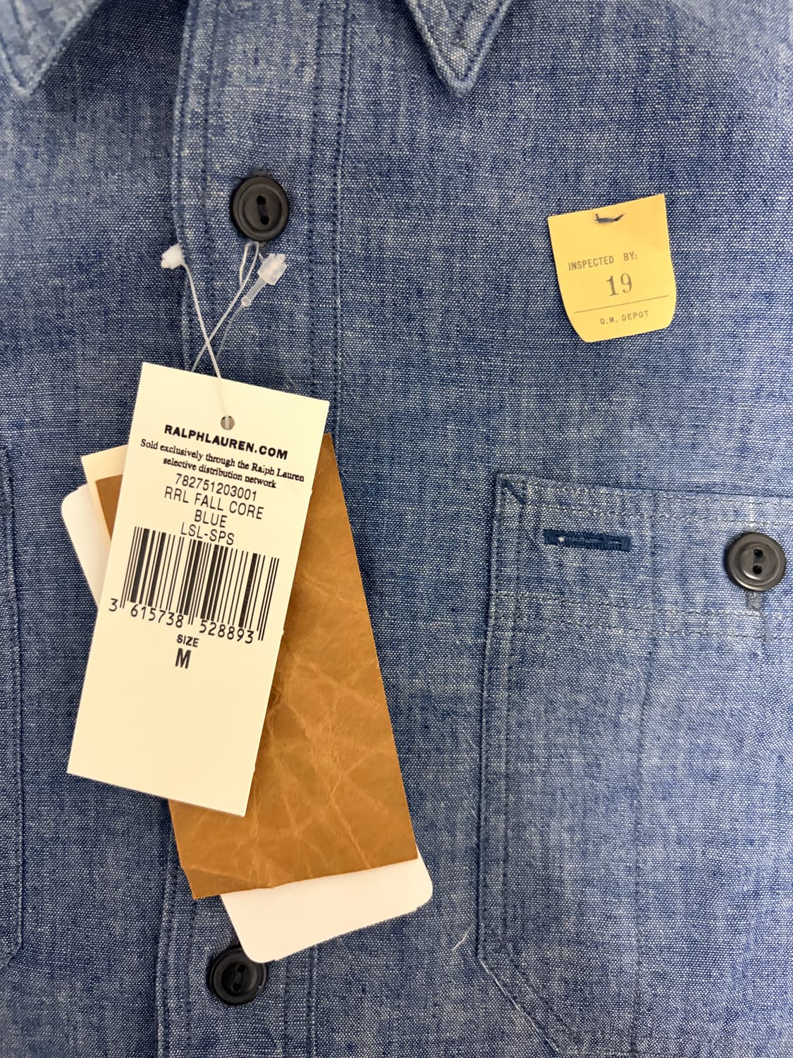 RRL 더블알엘 인디고 샴브레이 워크셔츠 M 상품이미지5