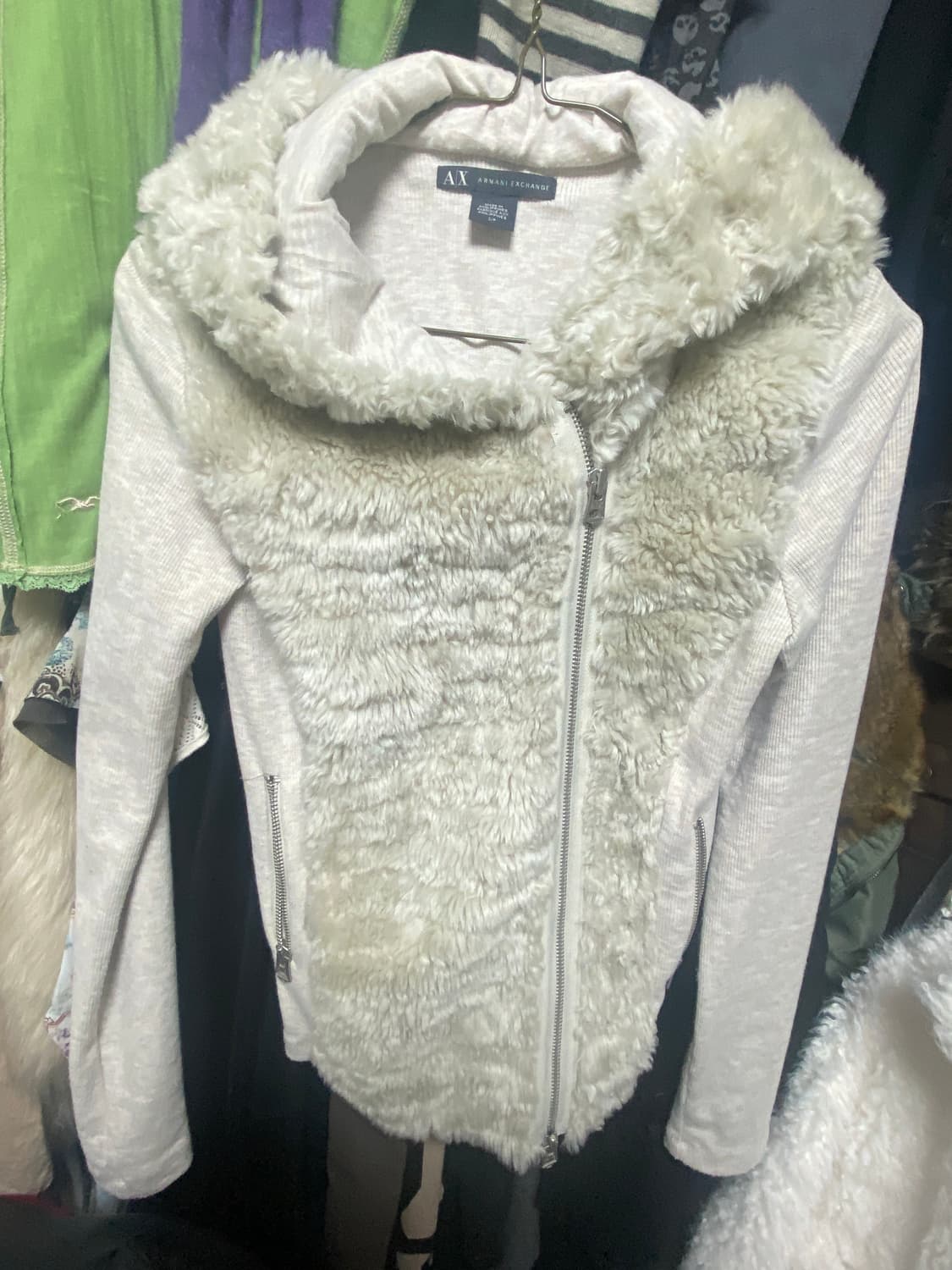 아르마니 익스체인지 퍼 사선 후드 집업 상품이미지1