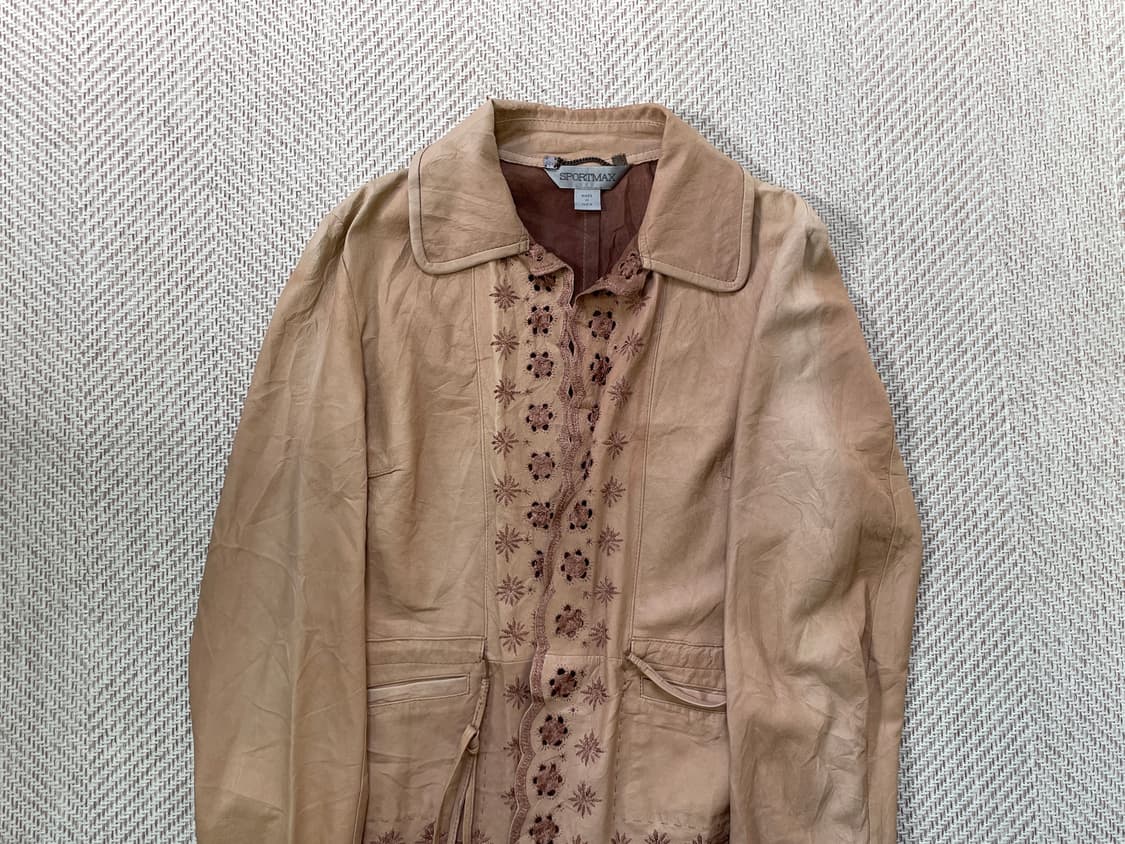 스포츠막스 플로럴 펀칭 디테일 리얼 레더 자켓 상품이미지5