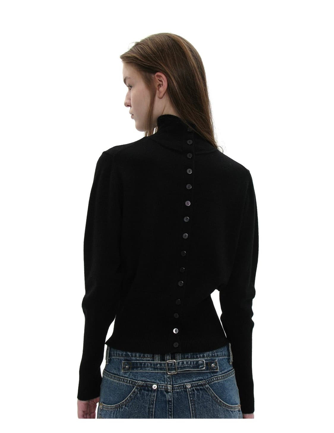 파르티멘토 우먼 하이넥 2way 백 버튼 니트 탑 팔로마울 상품이미지2