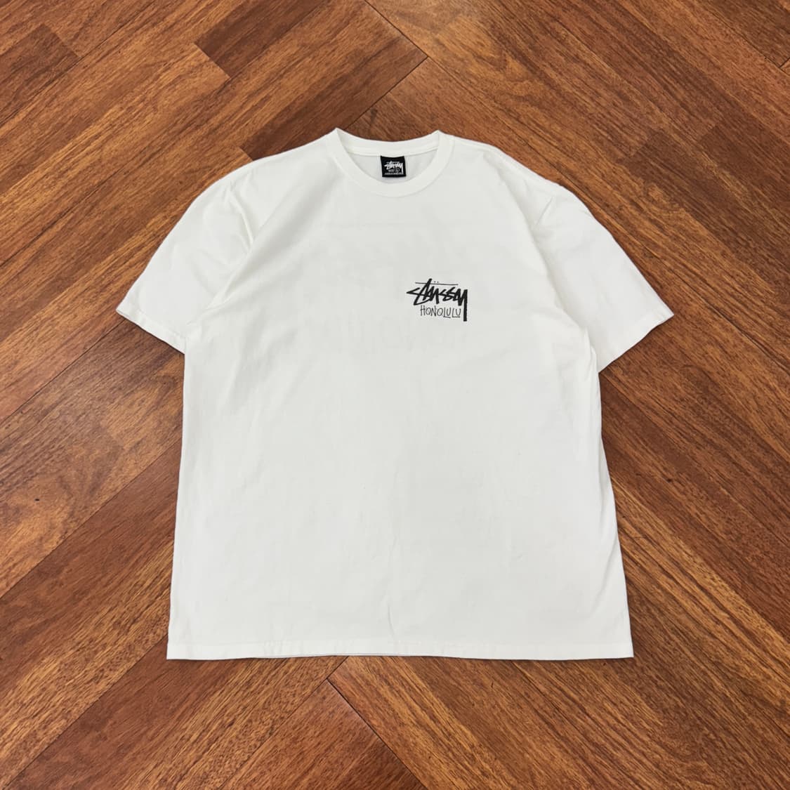 L Stussy 스투시 호놀룰루 빅로고 화이트 반팔 티셔츠  상품이미지2