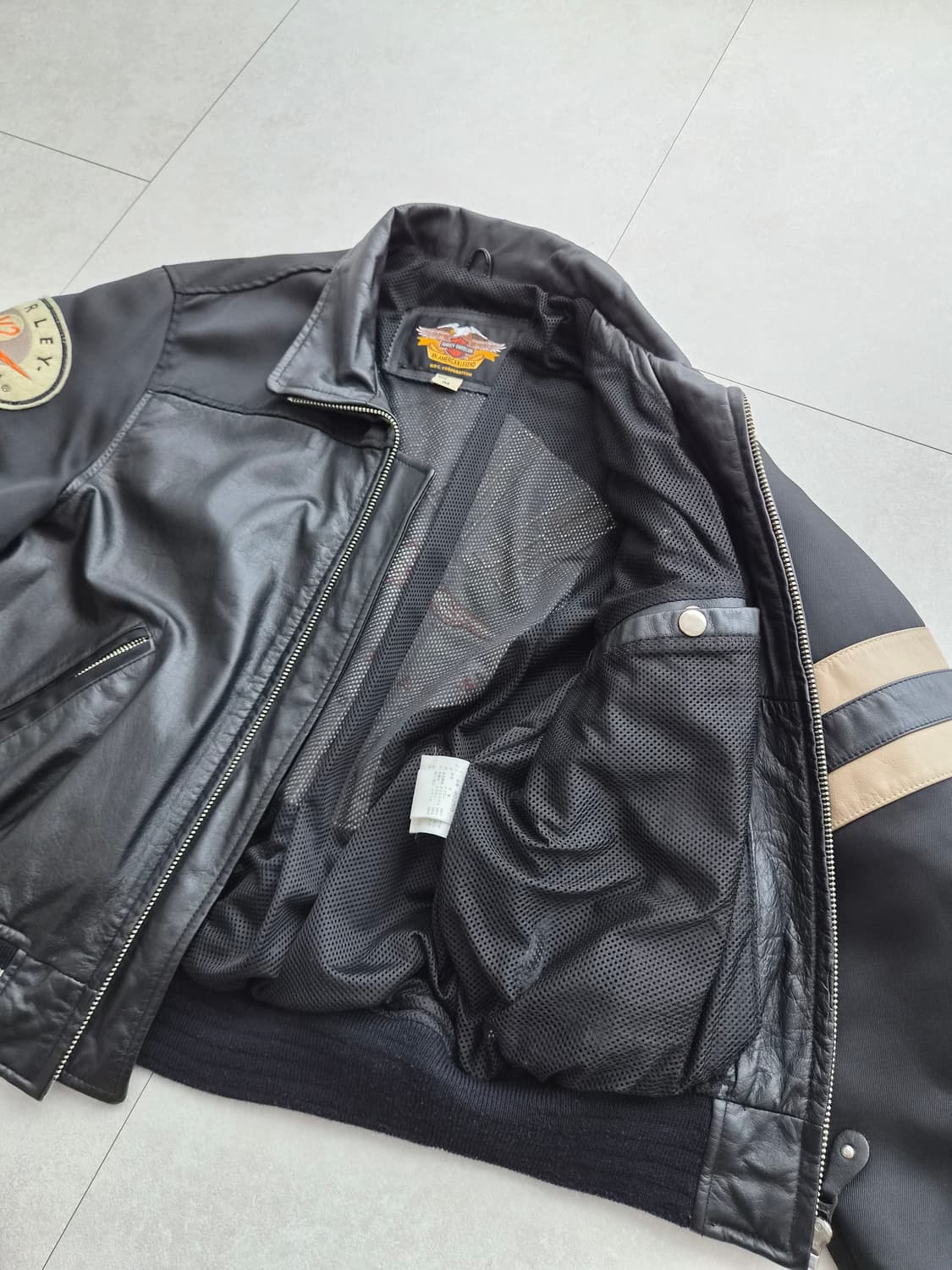 빈티지 할리데이비슨 레더 나일론 믹스 크롭자켓 M 상품이미지4