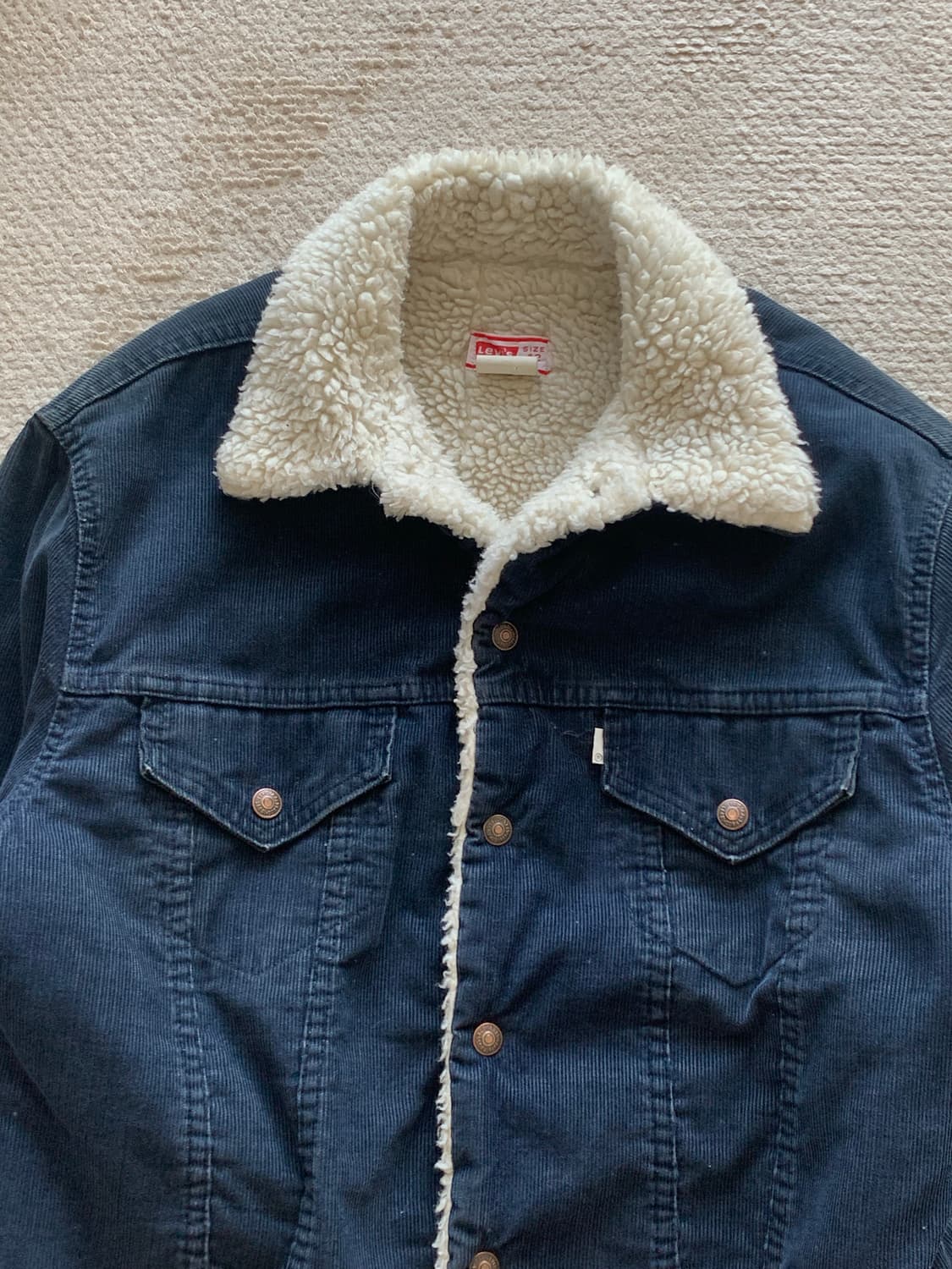 70s 리바이스 70605-1517 쉐르파 코듀로이 트러커 자켓 네이비 상품이미지2