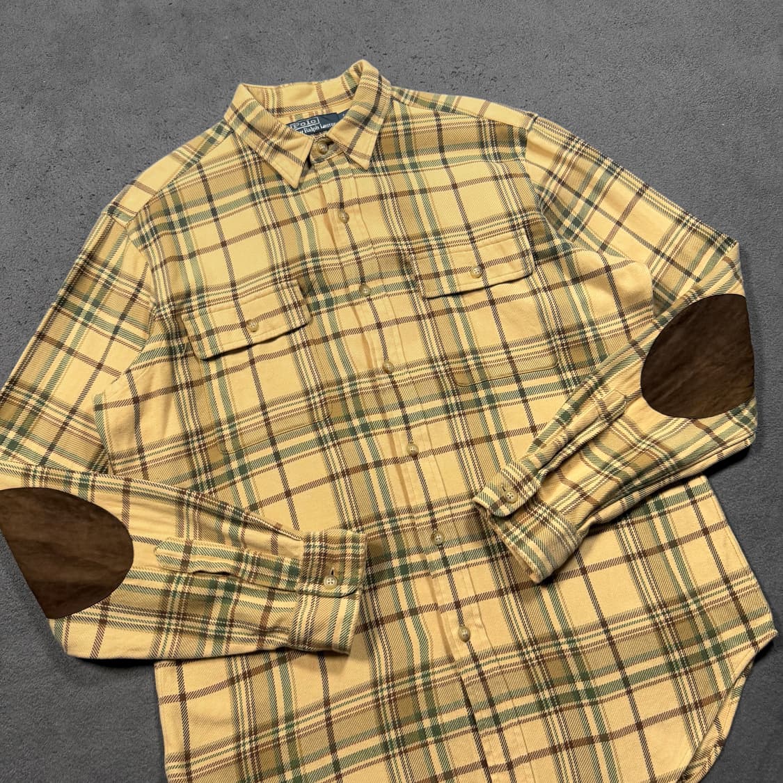 폴로 엘보우 레더패치 체크 셔츠 상품이미지2