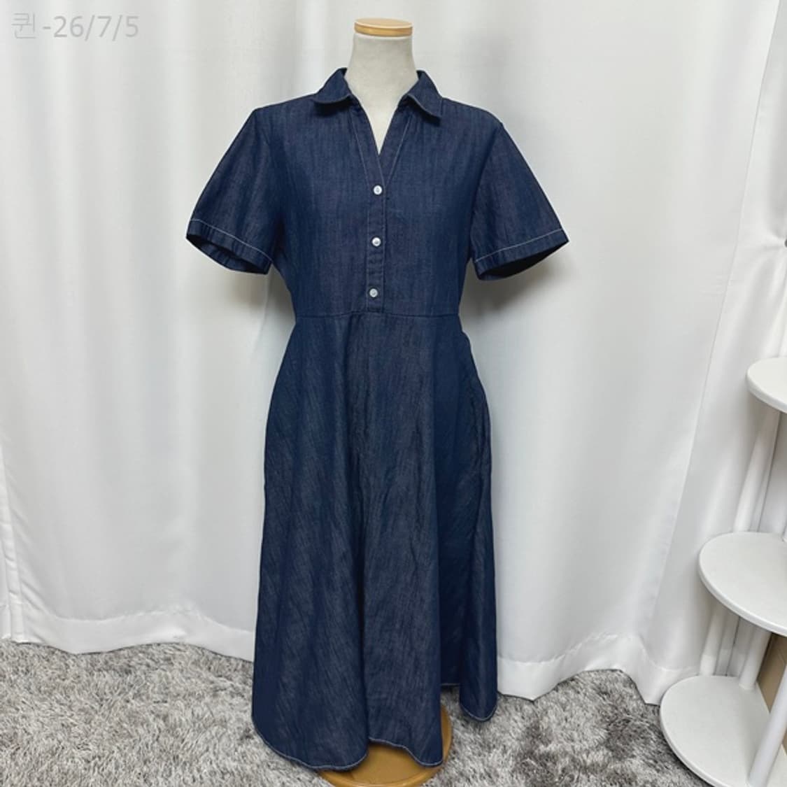 RAY 보세 여자 데님 반팔 허리밴딩 원피스 FREE 상품이미지1