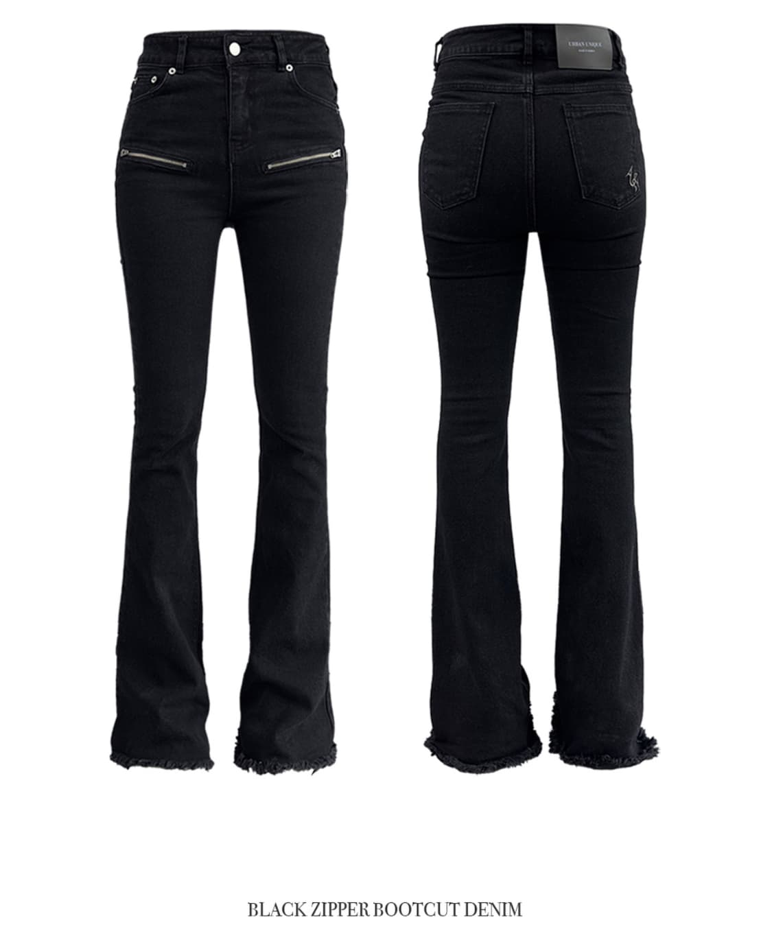 어반유니크 블랙 지퍼 부츠컷 데님 팬츠 상품이미지1