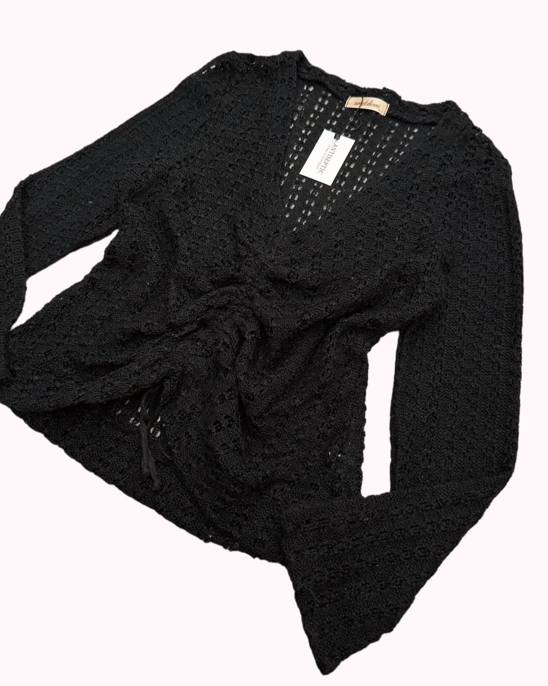 shirring crop crochet knit 상품이미지2