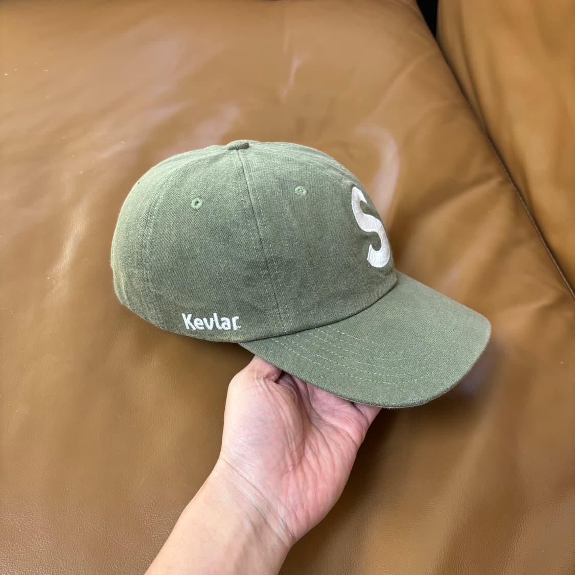 슈프림 S로고 6패널 볼캡 모자 22SS 케블라 올리브 카키 상품이미지3