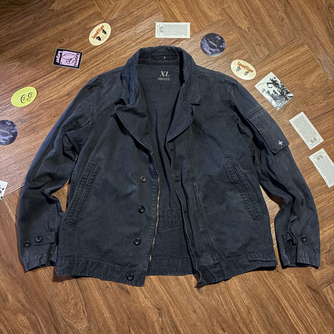 90s Stone island 람포 집업 가먼츠 다이드 트러커 자켓 상품이미지3
