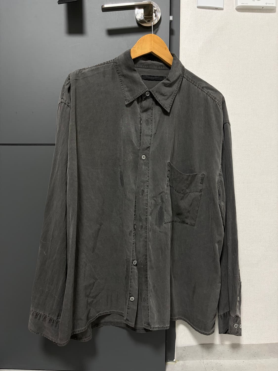 정리중) 해칭룸 차콜 워싱 크롭 셔츠 4사 상품이미지1