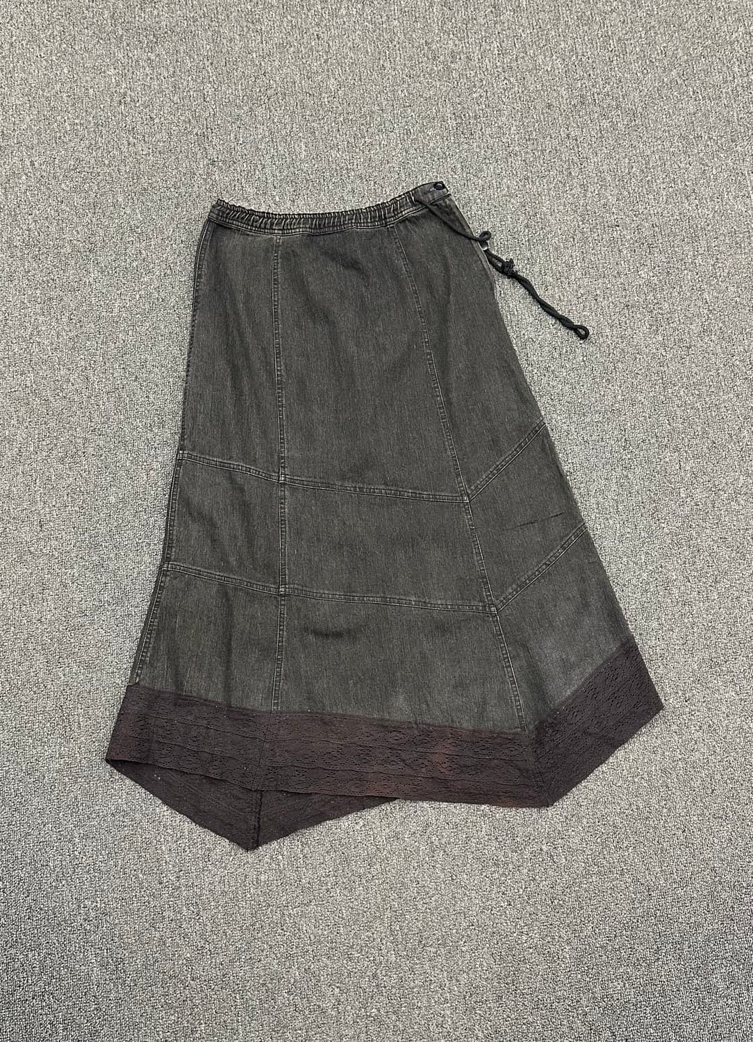 M)Japanese vintage 레이스 밴딩 흑청 스커트 상품이미지1