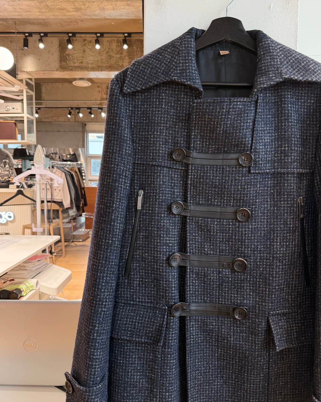 존 갈리아노 네이비 트위드 울 더플 코트  상품이미지4