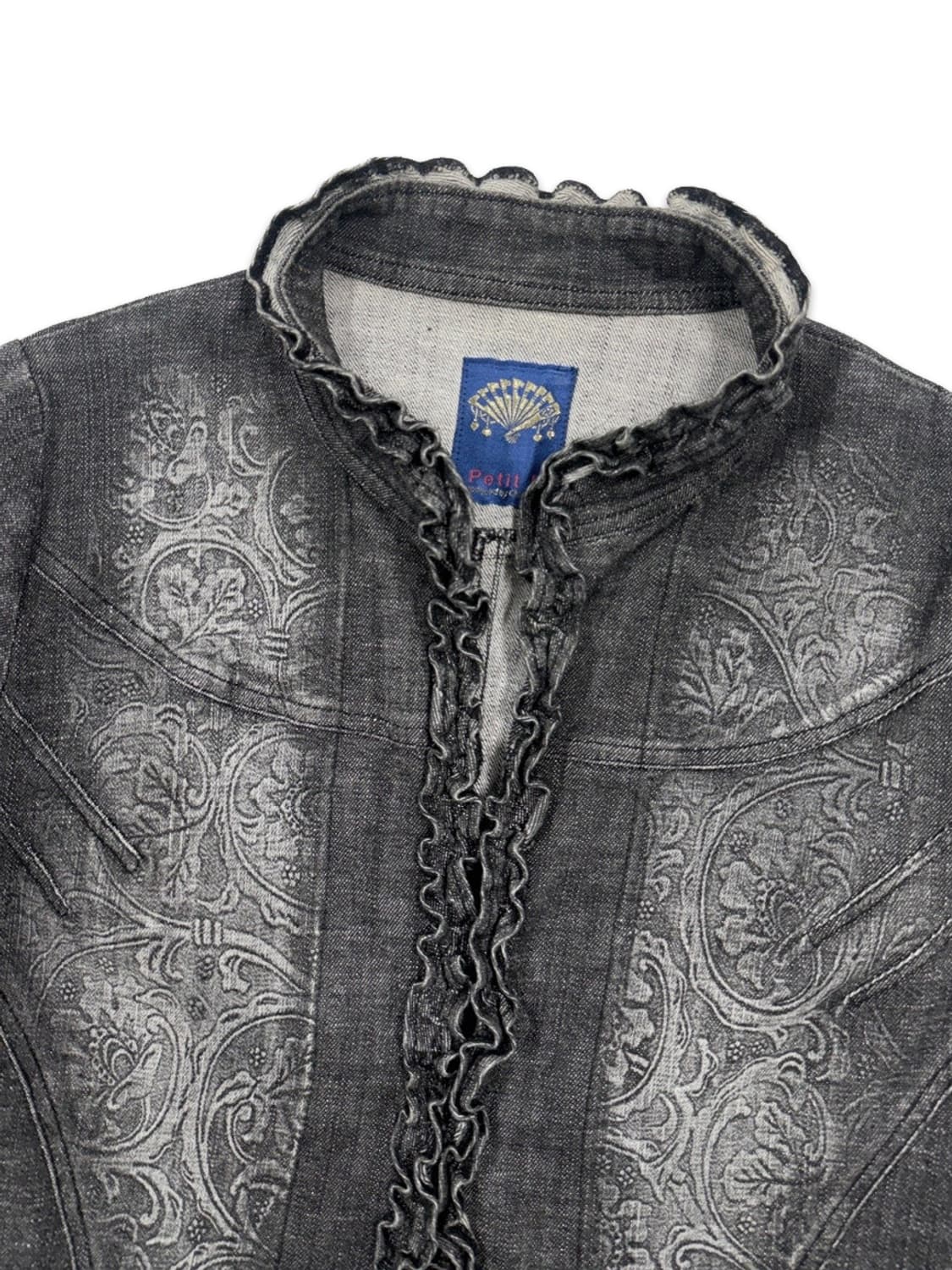 빈티지 블랙 프릴 오리엔탈 레터링 라인 자켓 상품이미지3