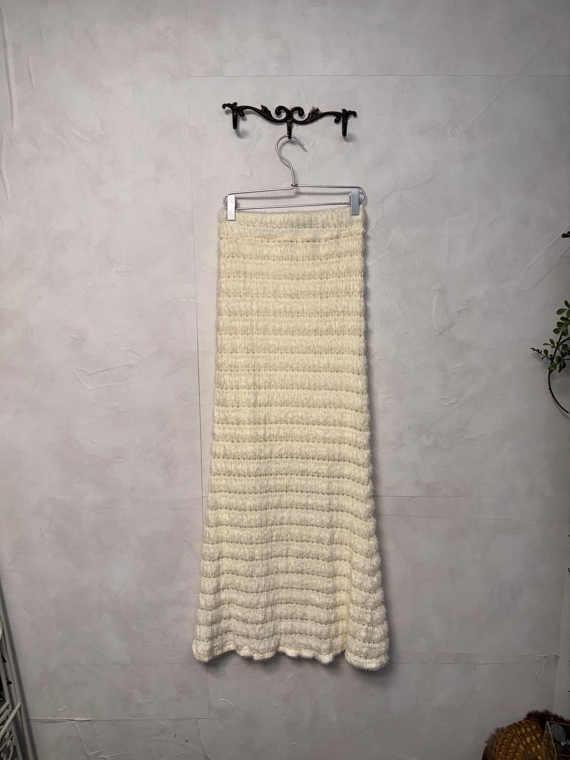 Ivory grunge fur knit maxi mermaid skirt 상품이미지4