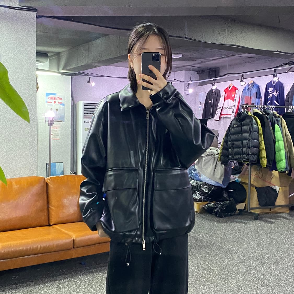 라퍼지스토어 투웨이 스트링 레더자켓 B3295 상품이미지1