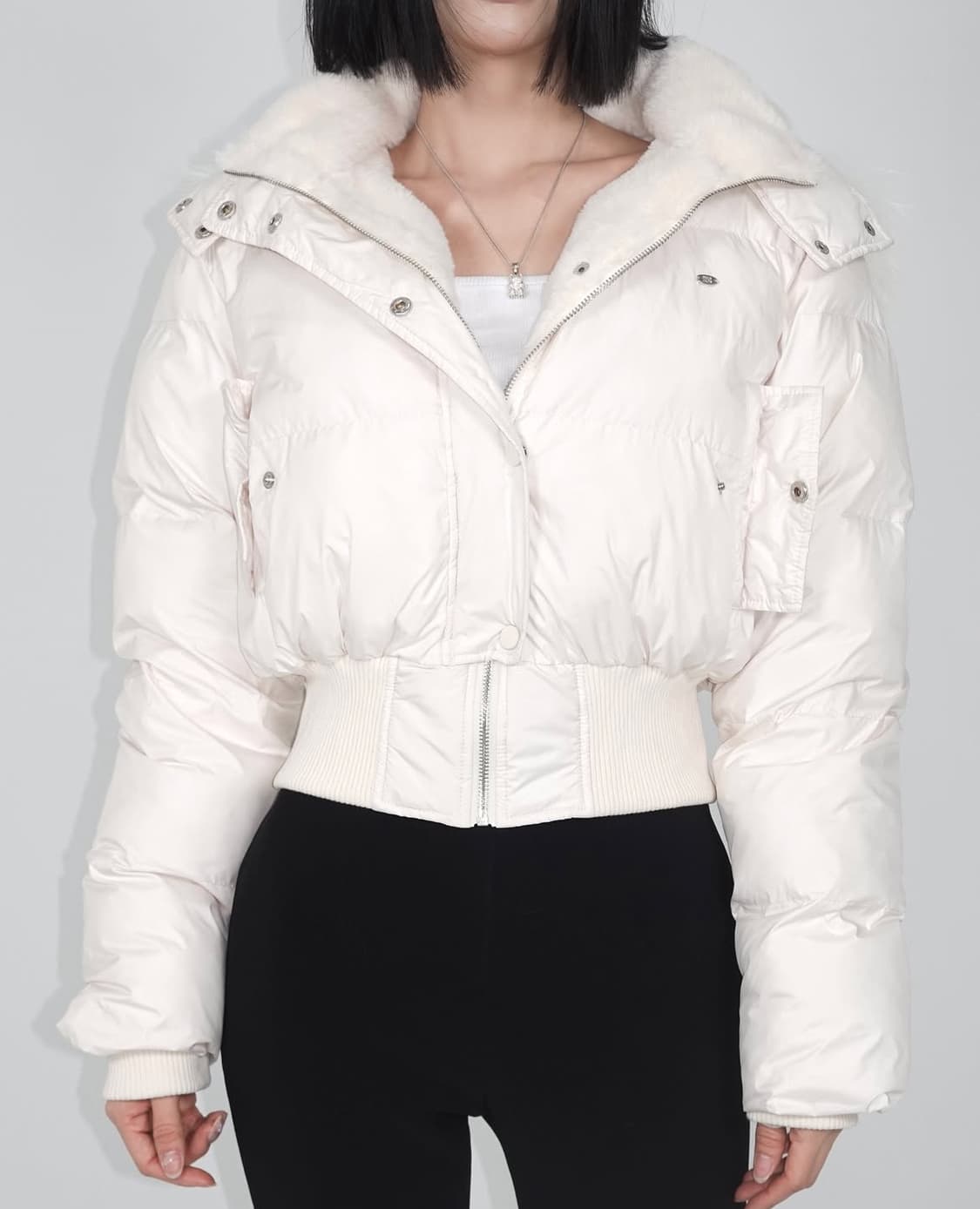 페일제이드 soft fur hooded puffer ivory 상품이미지2