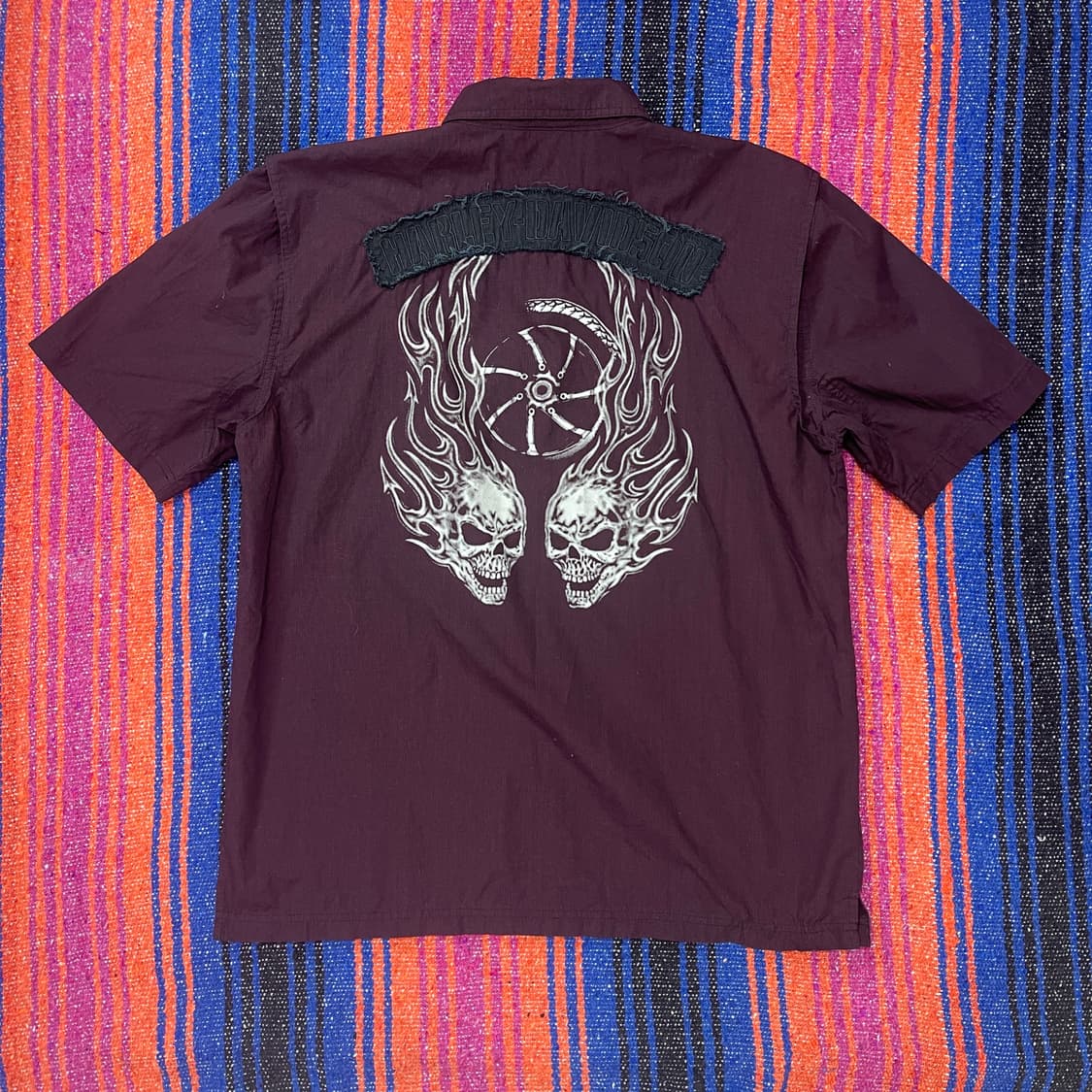 할리데이비슨 반팔셔츠 빈티지 남방 스컬 바이크 상품이미지7