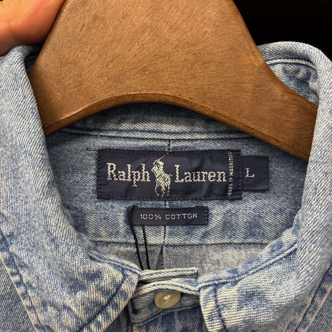 90s 폴로 랄프로렌 레드포니 버튼다운 클래식 데님 셔츠 N322 상품이미지5