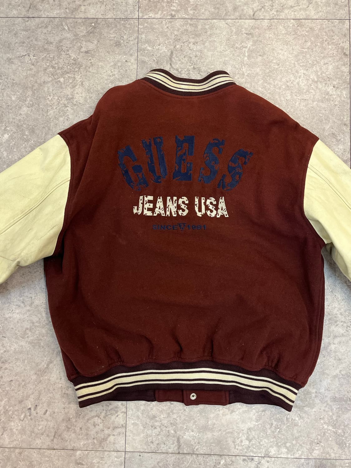 게스 울 소가죽 스타디움 자켓 버건디 95 #csz3242 상품이미지7