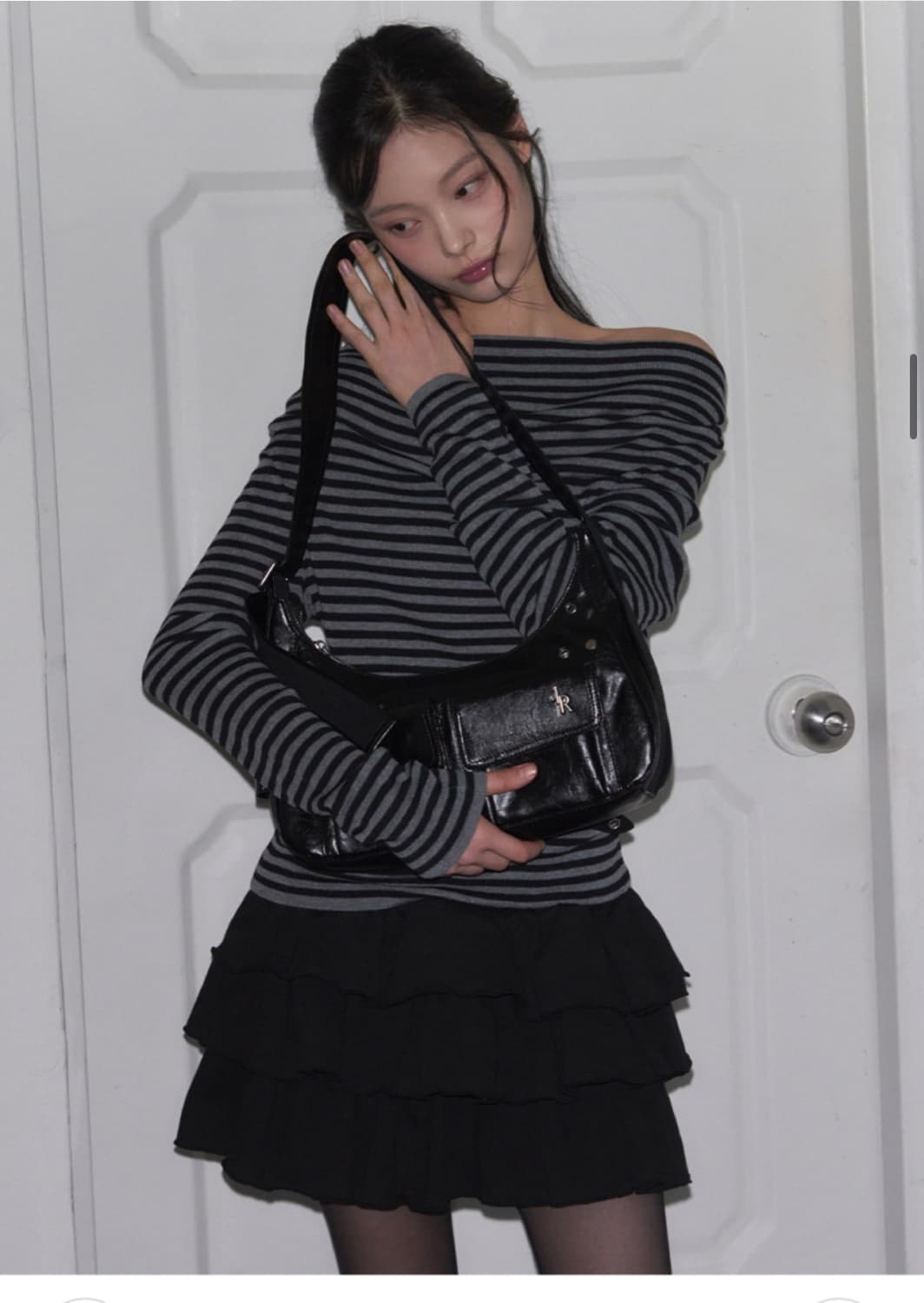 (새상품) 레더리 레이어링 숄더 앤 크로스백 [BLACK] 숄더백 상품이미지6