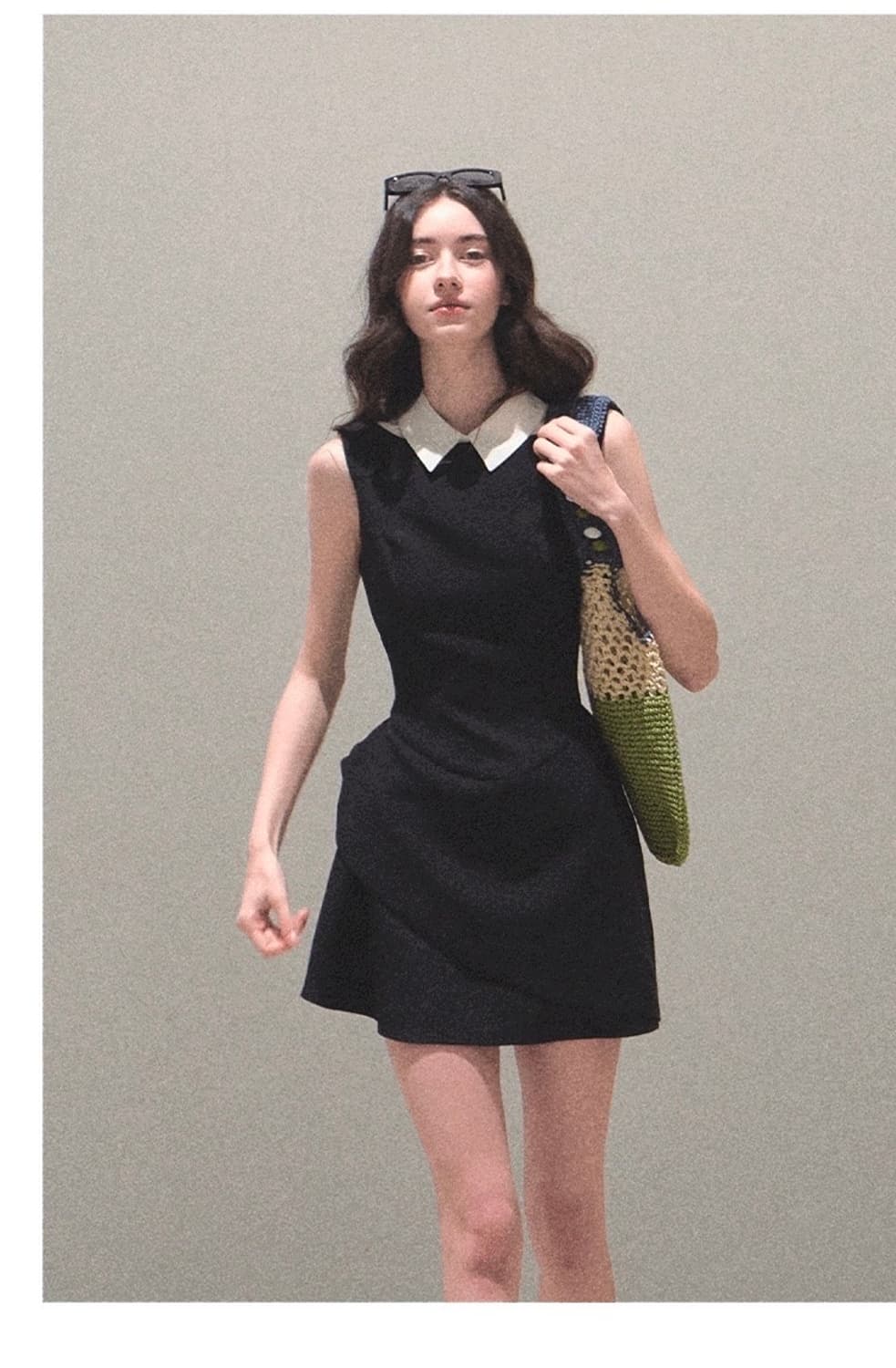 Oakmoo 셔츠카라 민소매 미니원피스 S 상품이미지2