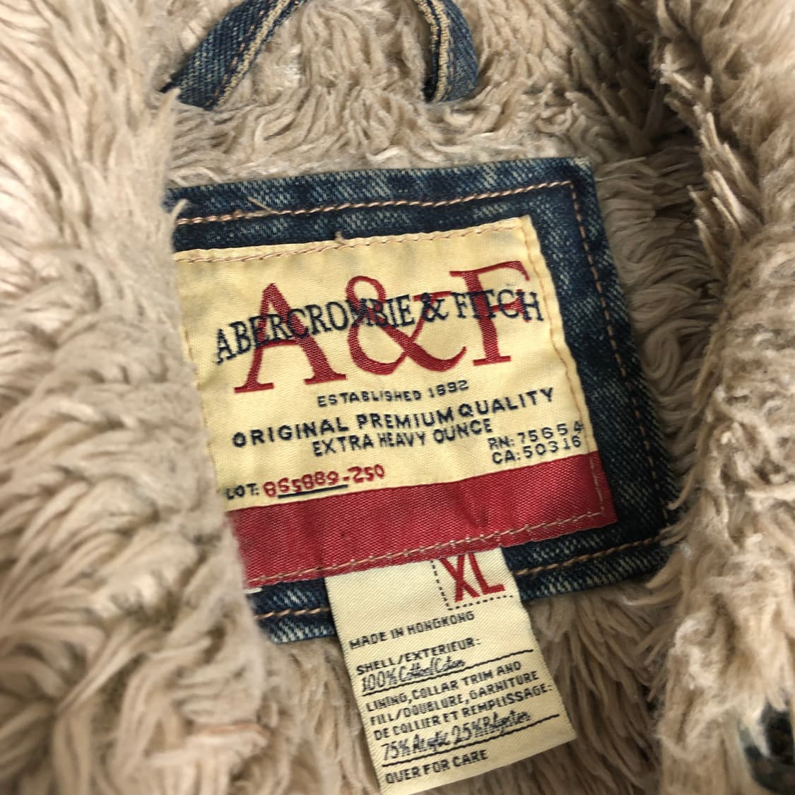 아베크롬비 90s 데미지드 쉐르파 데님자켓 XL 상품이미지2