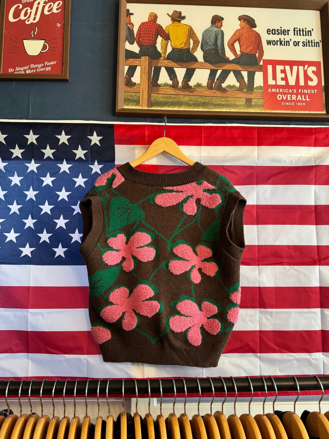 USA 핸드메이드 플라워 니트 베스트 상품이미지2