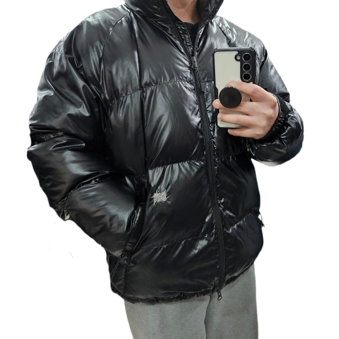 M 브라운브레스 유광 패딩 블랙 상품이미지1