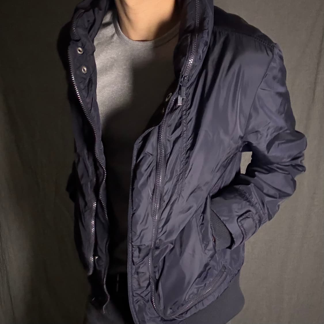 y2k 지퍼 디테일 자켓 네이비 상품이미지2