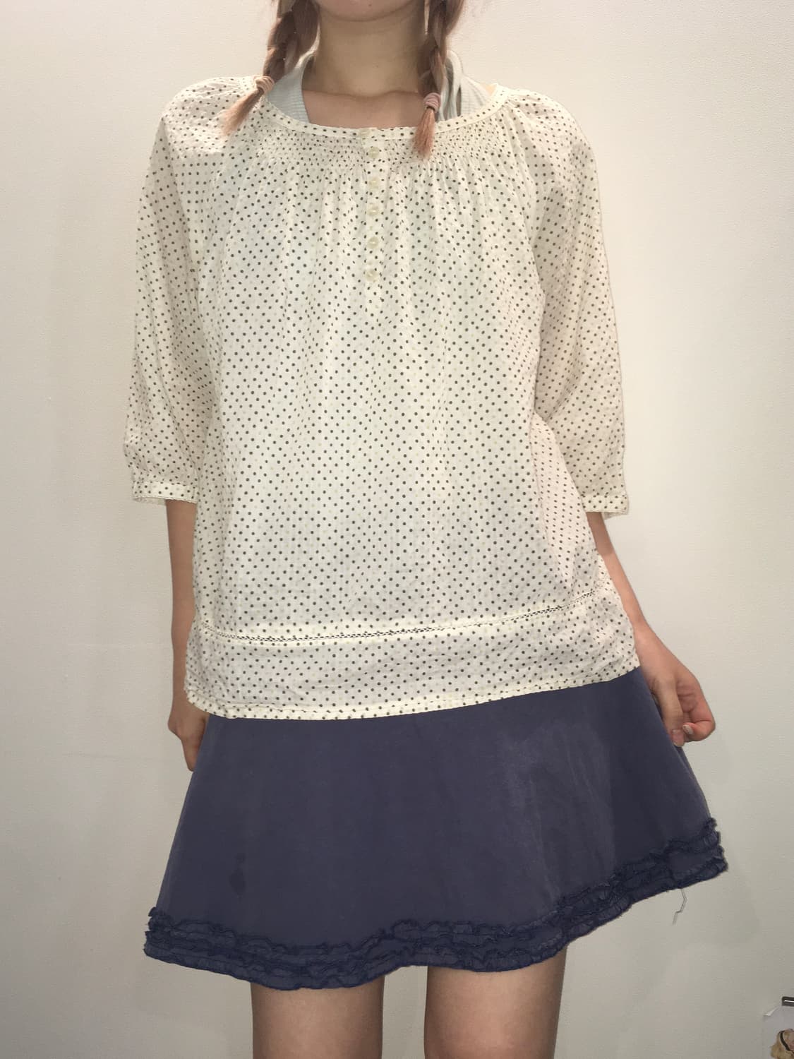 jpn vintage dot mori blouse 상품이미지3