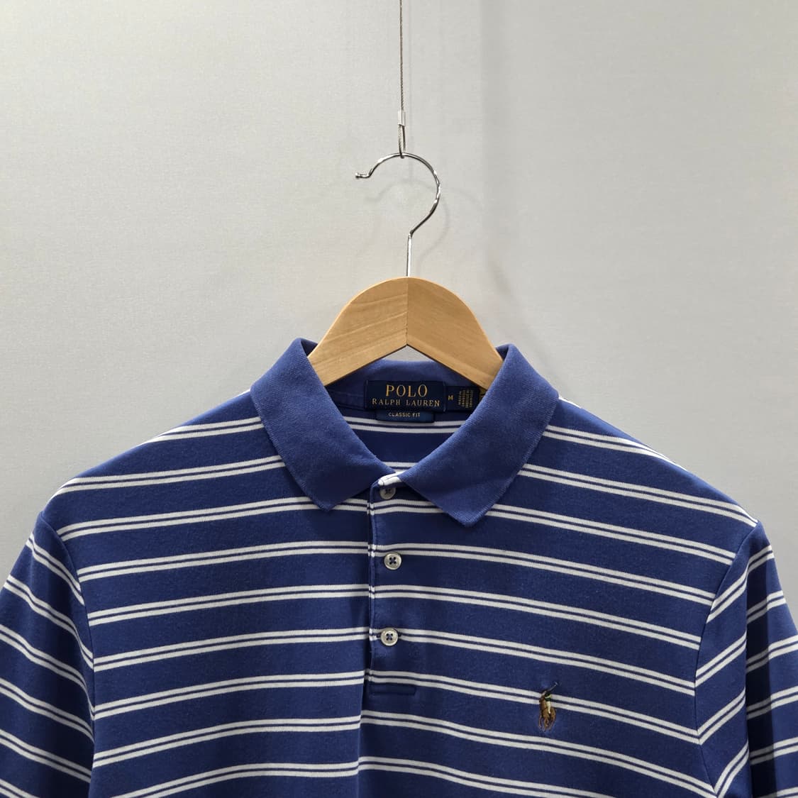 폴로랄프로렌 코튼 스트라이프 카라티 블루 M  상품이미지2