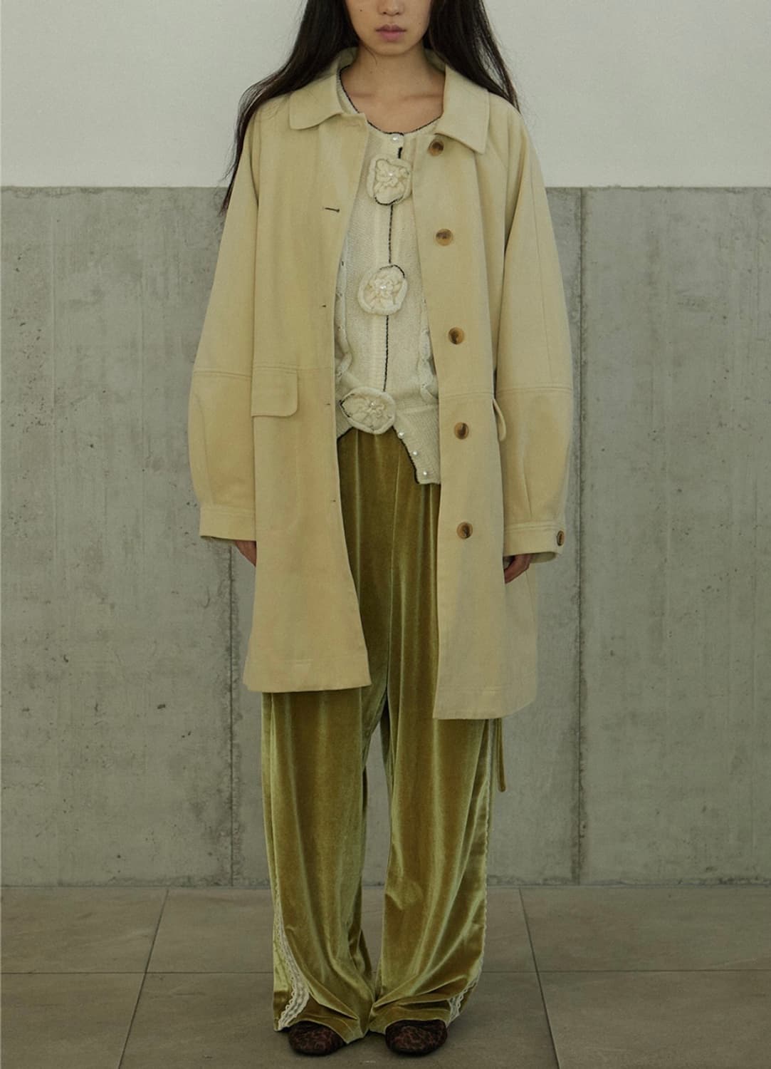 호쿠스포쿠스 Thick suede half coat 스웨이드 하프 코트 상품이미지1