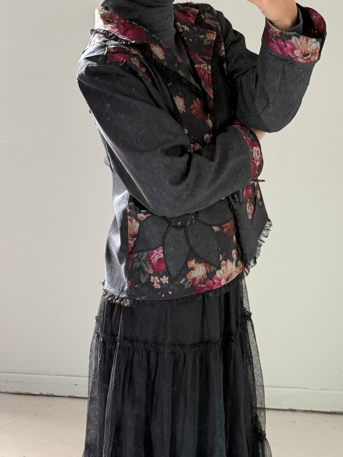 일본빈티지 모리 오리엔탈 레이스자수 자켓 상품이미지4