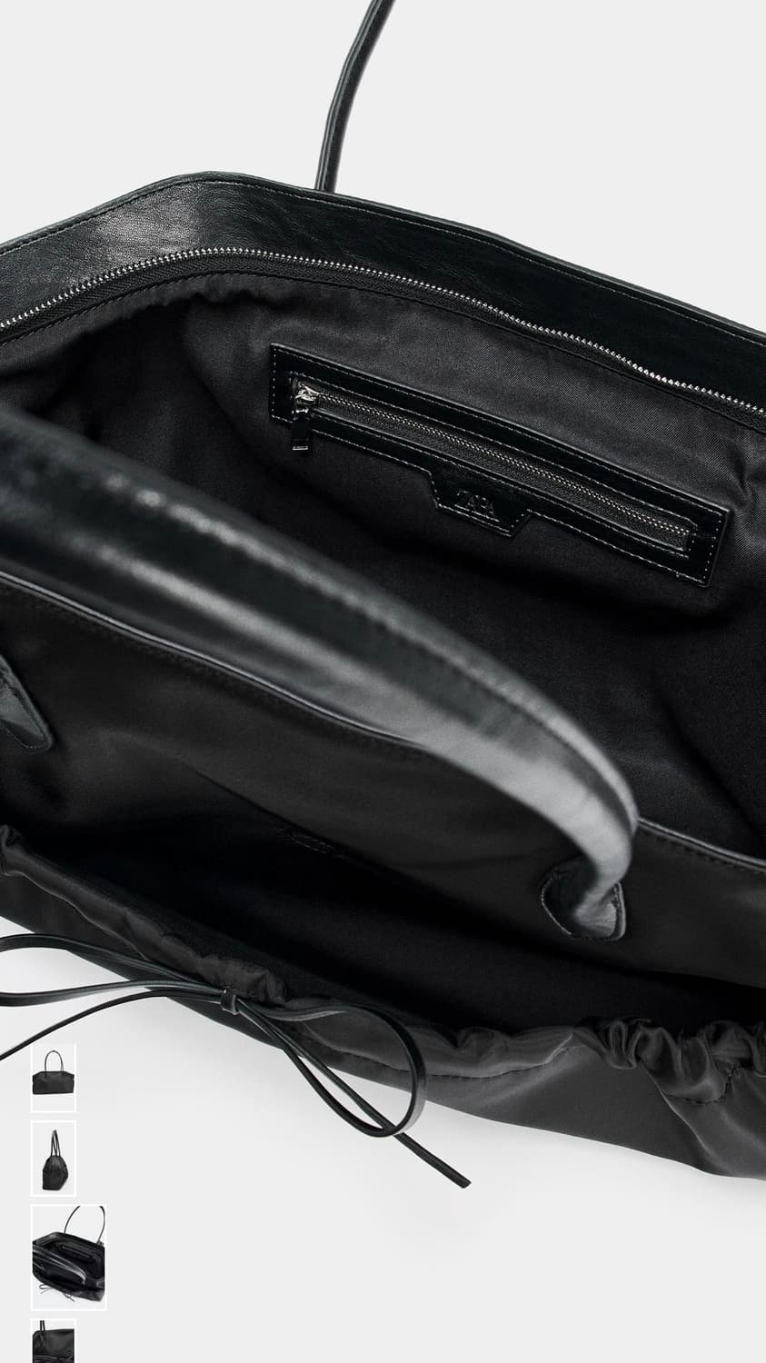 새제품) 자라 숄더백 리본 장식 길쭉한 토트백 상품이미지4