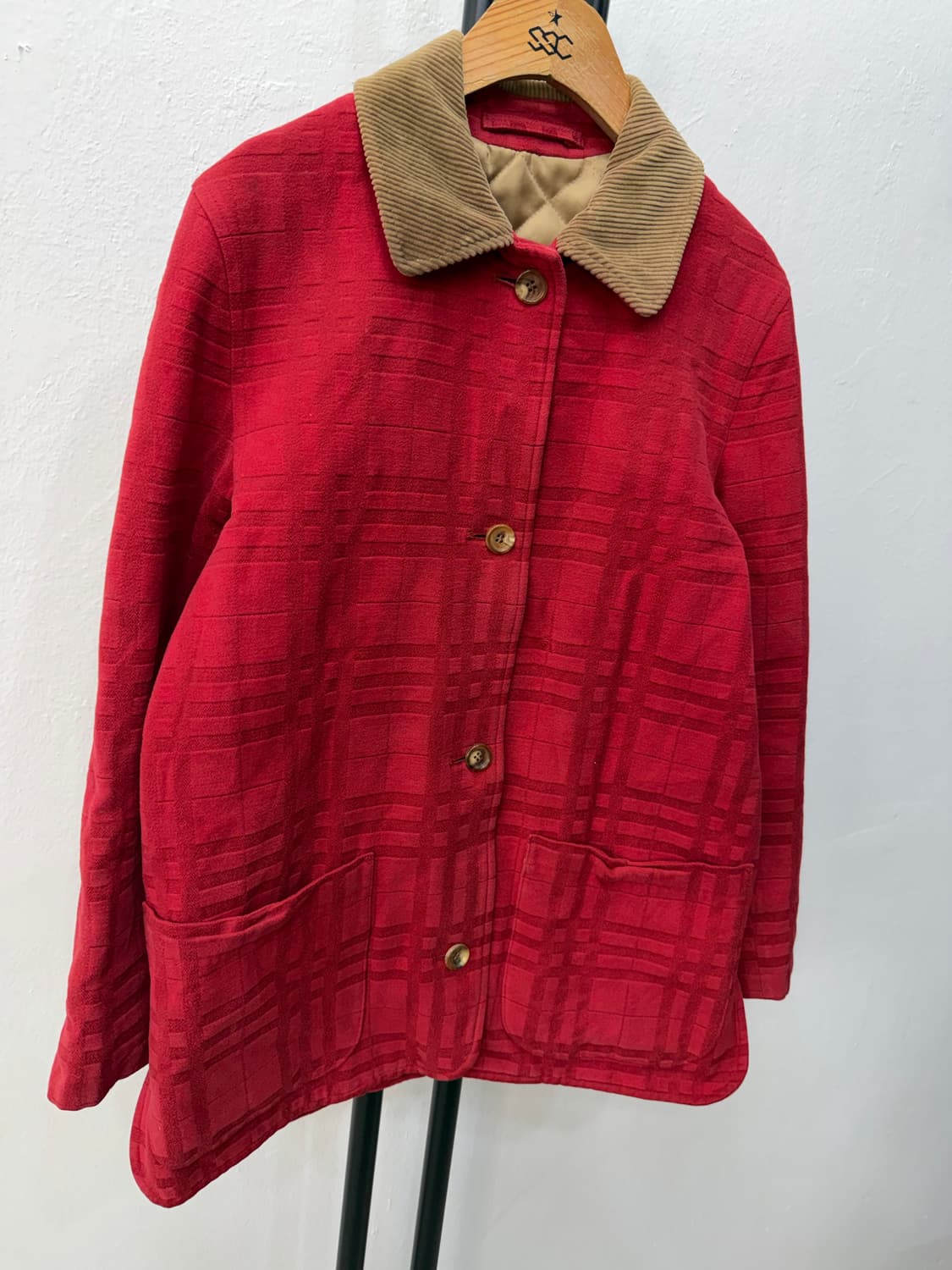 정품) 버버리 여성 코듀로이 카라 체크 자켓 XS 상품이미지2