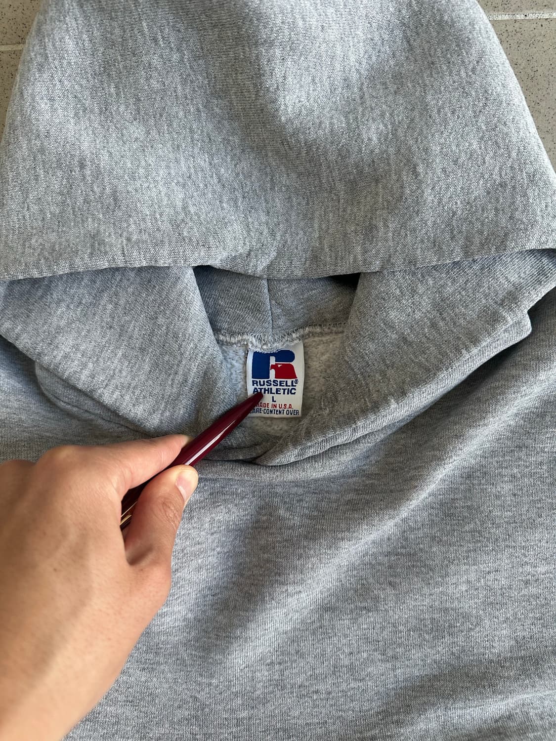 90s 빈티지 러셀 후드 그레이 L USA 상품이미지3
