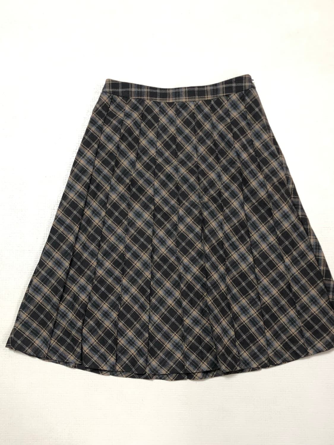 빈티지 그린 체크 울 플리츠 스커트 상품이미지6