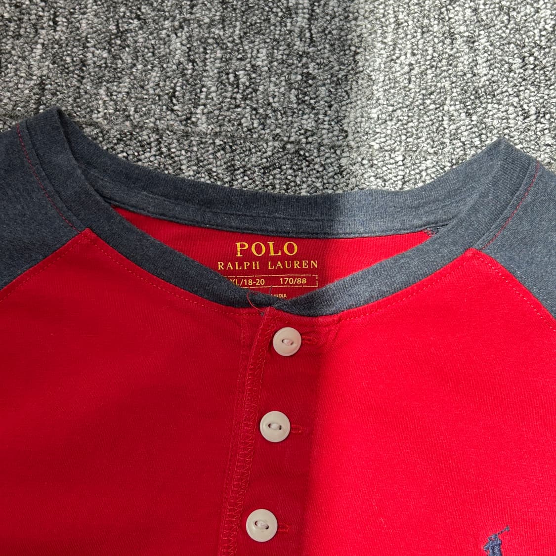 폴로 랄프로렌 레드 배색 헨리넥 상품이미지4